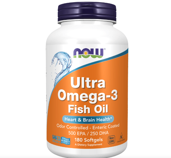 Now ultra omega 3 fish oil supplement bottle