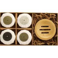 Shower Steamer set of four individually wrapped and in gift box with bamboo circular holder