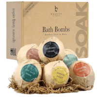 Bath bombs individual wrapped with different labels for each scent