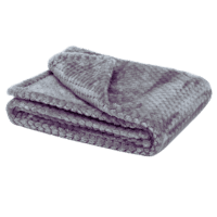 Grey soft micro-fleece fuzzy throw blanket folded