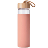 Glass water bottle with bamboo lid