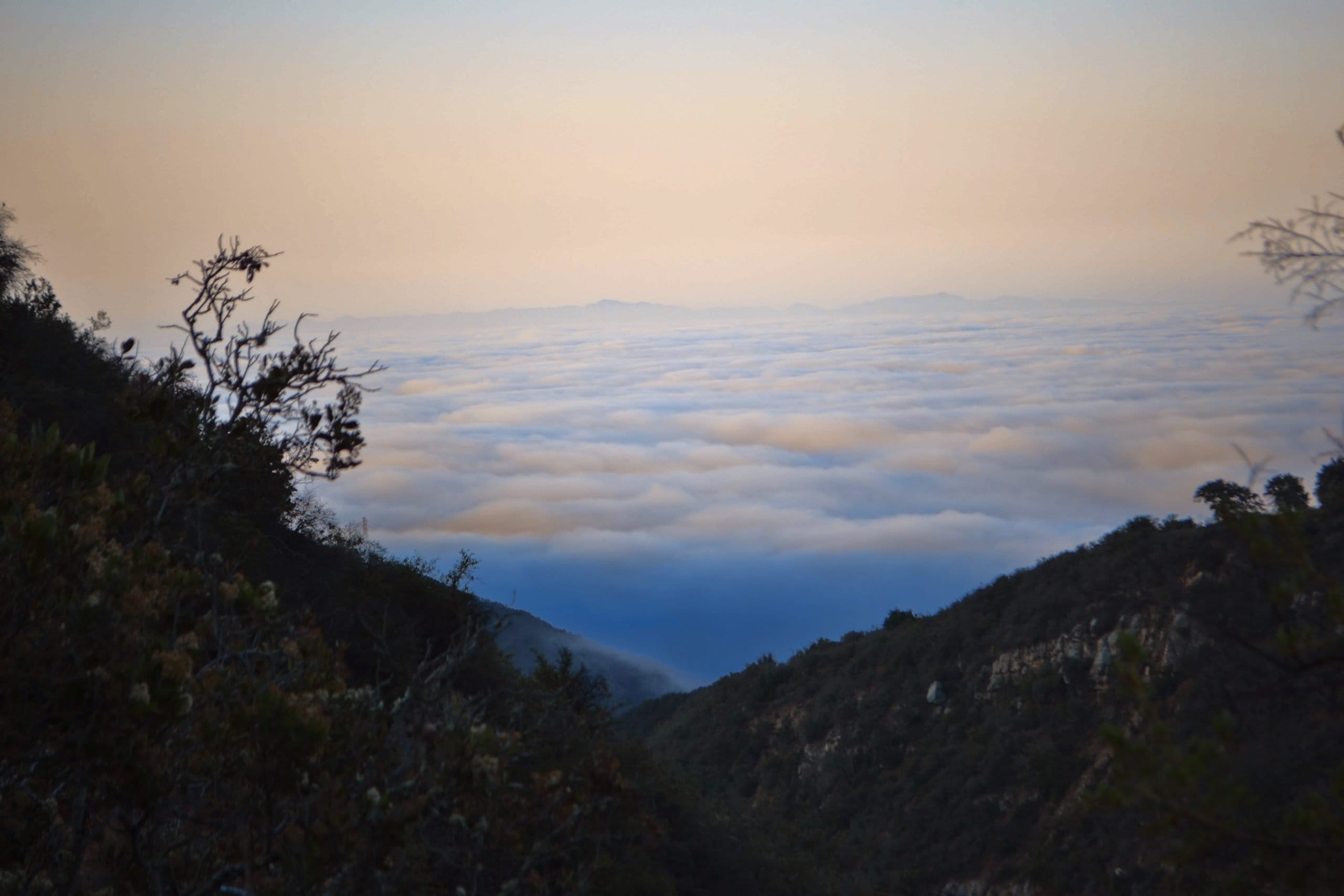 Sunrise in Santabarbara mountains looking at the marine layer