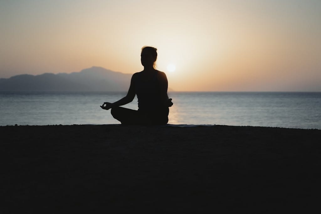 Silhouette of Woman Spiritual Wellness Meditation