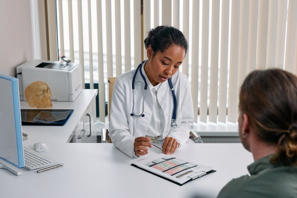 Doctor going over lab tests with patient