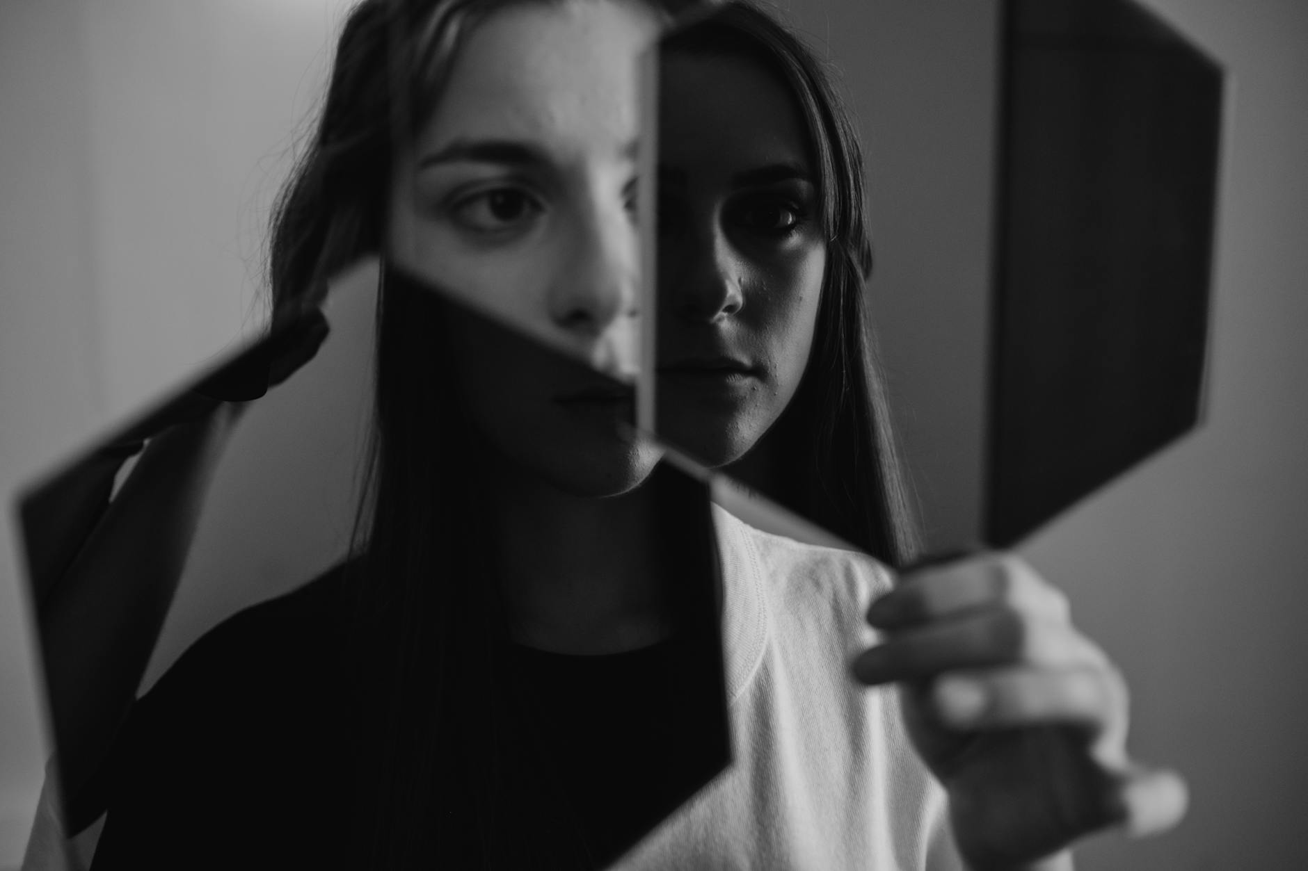 black and white woman creative dark
