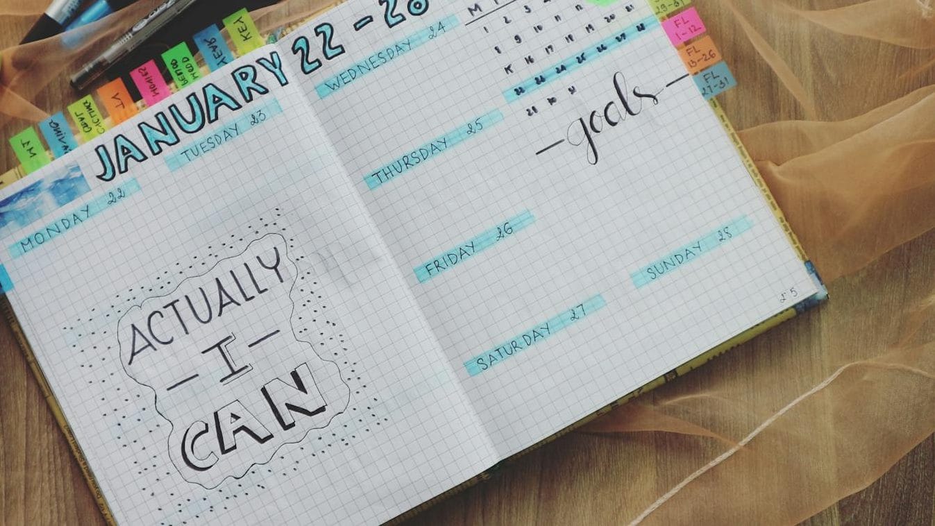 photo of planner and writing materials